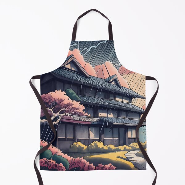 Item preview, Old abandoned Traditional Japanese house Minka, minimalistic ink drawing style designed and sold by Patricks-Art.