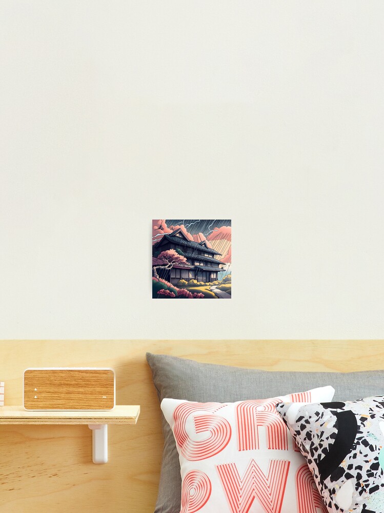 Thumbnail 2 of 3, Photographic Print, Old abandoned Traditional Japanese house Minka, minimalistic ink drawing style designed and sold by Patricks-Art.
