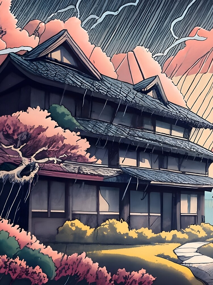 Thumbnail 4 of 4, A-Line Dress, Old abandoned Traditional Japanese house Minka, minimalistic ink drawing style designed and sold by Patricks-Art.