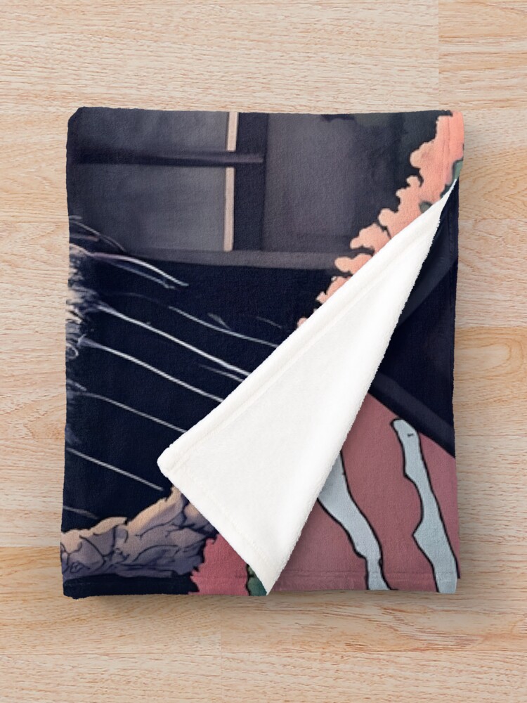 Thumbnail 3 of 6, Throw Blanket, Old abandoned Traditional Japanese house Minka, minimalistic ink drawing style designed and sold by Patricks-Art.