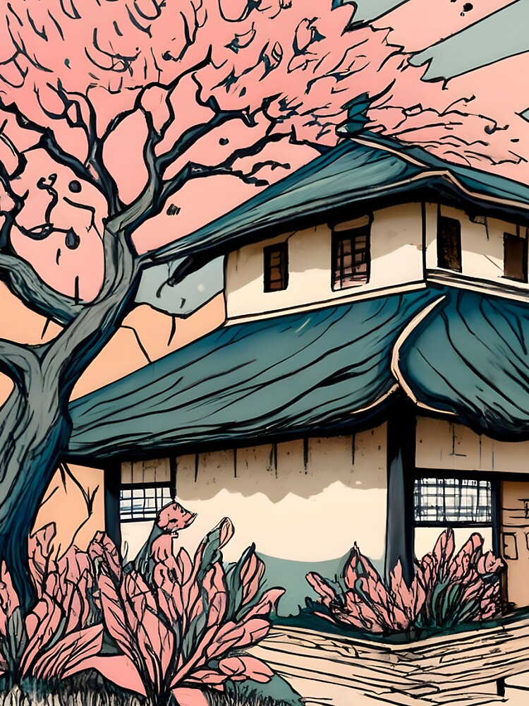 Thumbnail 5 of 5, iPhone Case, Old abandoned Traditional Japanese house Minka Drawing designed and sold by Patricks-Art.