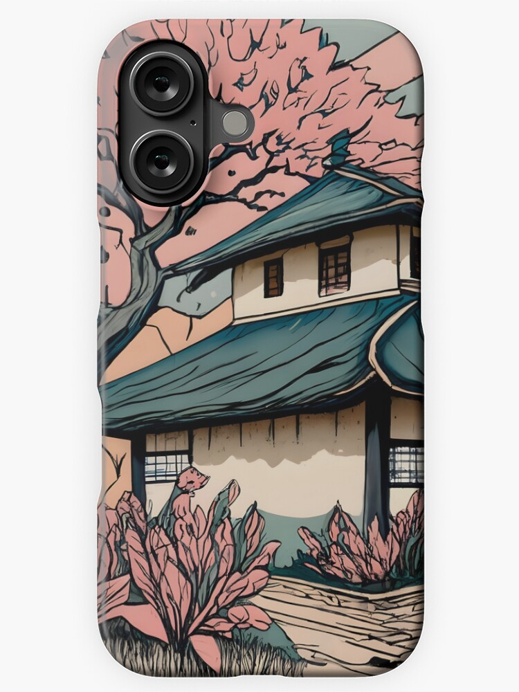 Thumbnail 1 of 4, iPhone Case, Old abandoned Traditional Japanese house Minka Drawing designed and sold by Patricks-Art.