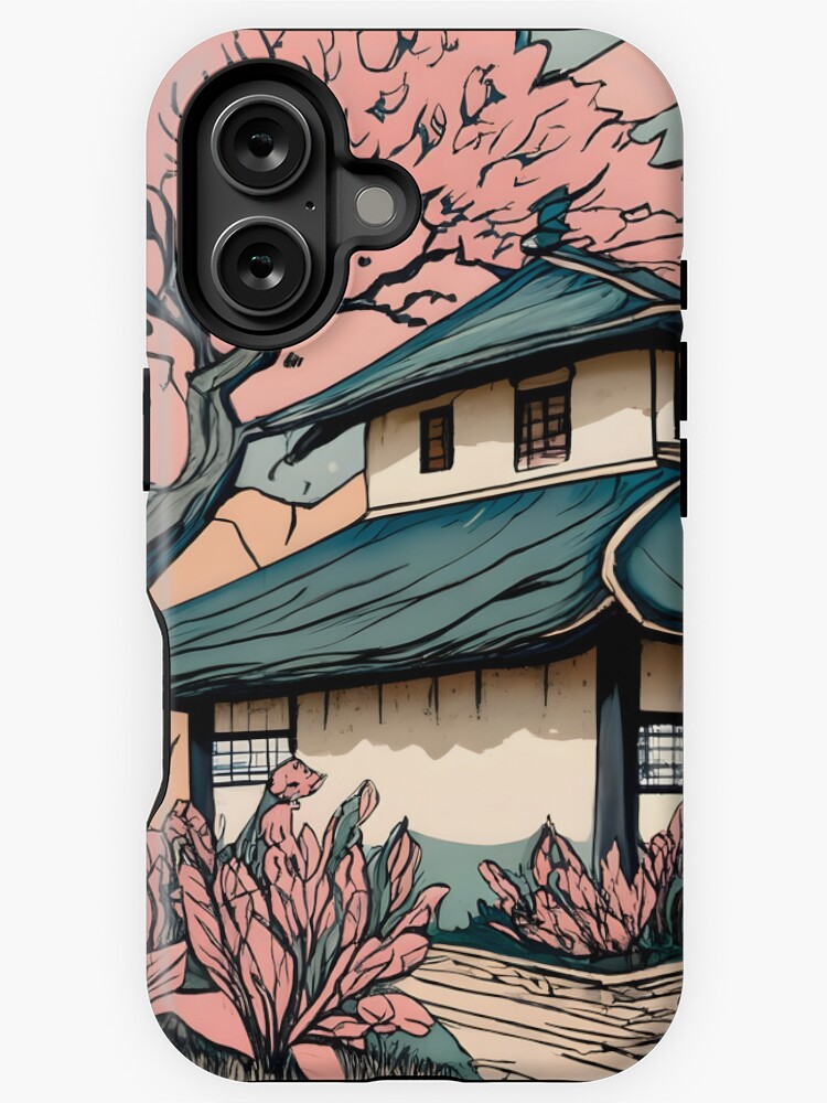 Thumbnail 1 of 4, iPhone Case, Old abandoned Traditional Japanese house Minka Drawing designed and sold by Patricks-Art.
