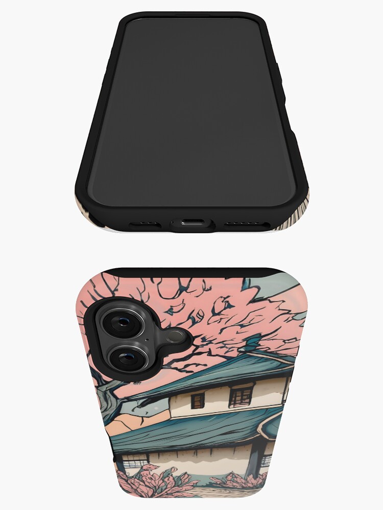 Thumbnail 3 of 4, iPhone Case, Old abandoned Traditional Japanese house Minka Drawing designed and sold by Patricks-Art.