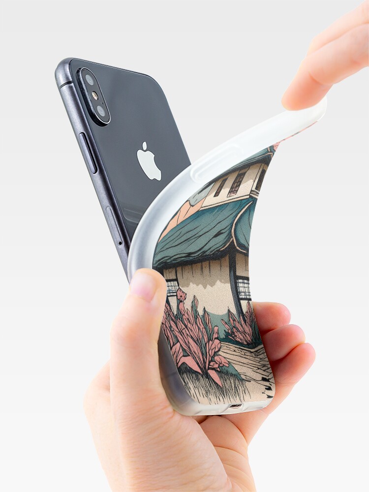 Thumbnail 4 of 5, iPhone Case, Old abandoned Traditional Japanese house Minka Drawing designed and sold by Patricks-Art.