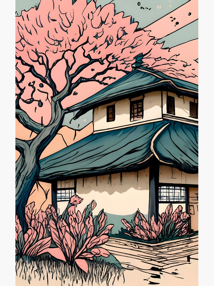 Thumbnail 4 of 4, Samsung Galaxy Phone Case, Old abandoned Traditional Japanese house Minka Drawing designed and sold by Patricks-Art.