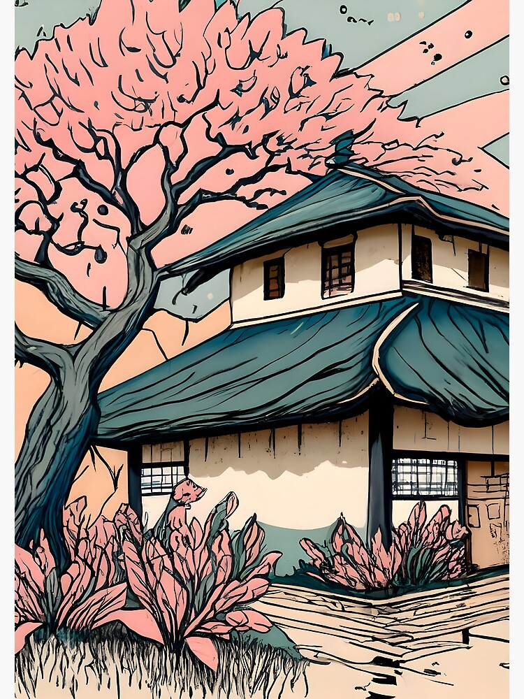 Thumbnail 3 of 3, Journal, Old abandoned Traditional Japanese house Minka Drawing designed and sold by Patricks-Art.