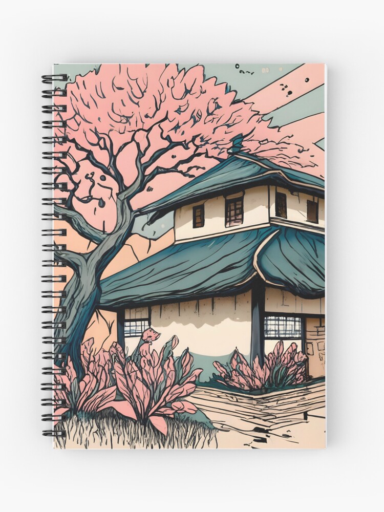 Thumbnail 1 of 3, Journal, Old abandoned Traditional Japanese house Minka Drawing designed and sold by Patricks-Art.