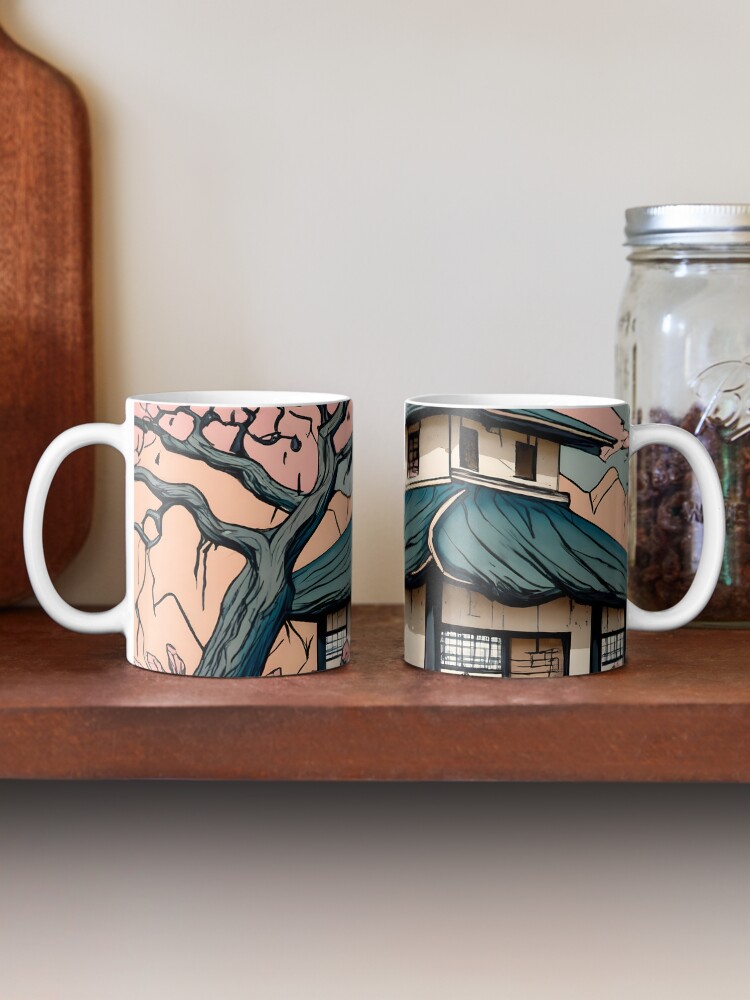 Thumbnail 2 of 6, Coffee Mug, Old abandoned Traditional Japanese house Minka Drawing designed and sold by Patricks-Art.