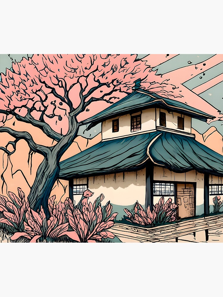 Thumbnail 5 of 5, Mouse Pad, Old abandoned Traditional Japanese house Minka Drawing designed and sold by Patricks-Art.