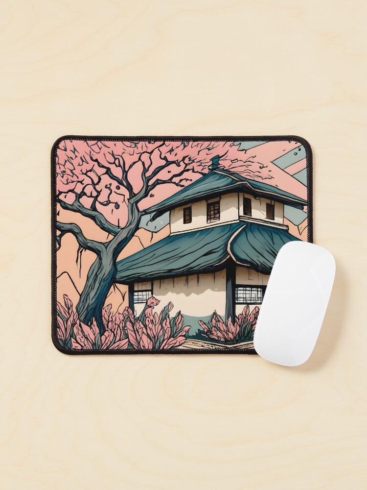 Thumbnail 1 of 5, Mouse Pad, Old abandoned Traditional Japanese house Minka Drawing designed and sold by Patricks-Art.