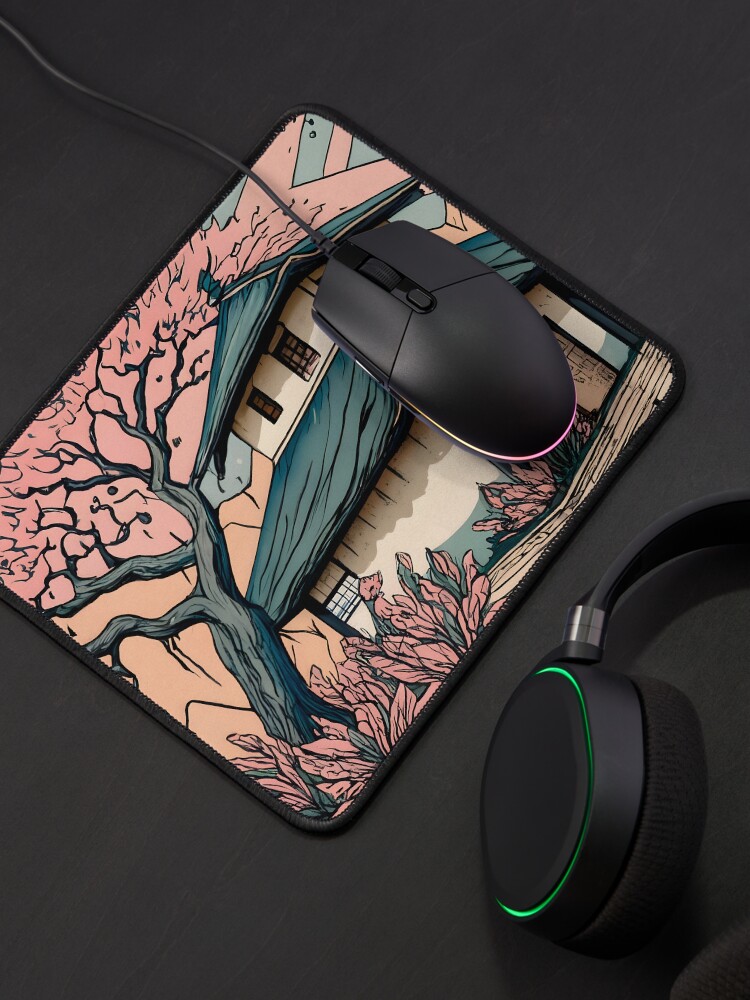 Thumbnail 4 of 5, Mouse Pad, Old abandoned Traditional Japanese house Minka Drawing designed and sold by Patricks-Art.