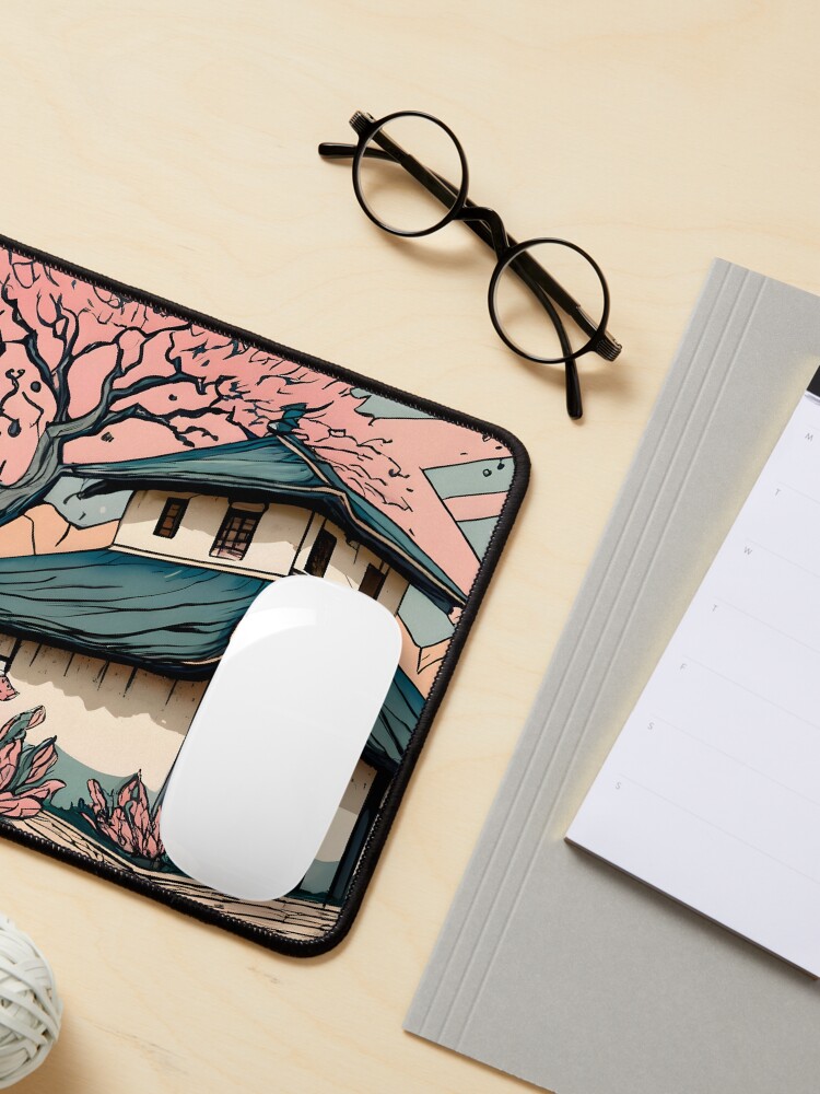 Thumbnail 3 of 5, Mouse Pad, Old abandoned Traditional Japanese house Minka Drawing designed and sold by Patricks-Art.