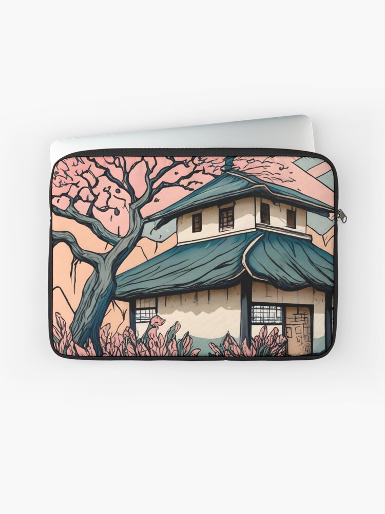 Thumbnail 1 of 2, Laptop Sleeve, Old abandoned Traditional Japanese house Minka Drawing designed and sold by Patricks-Art.