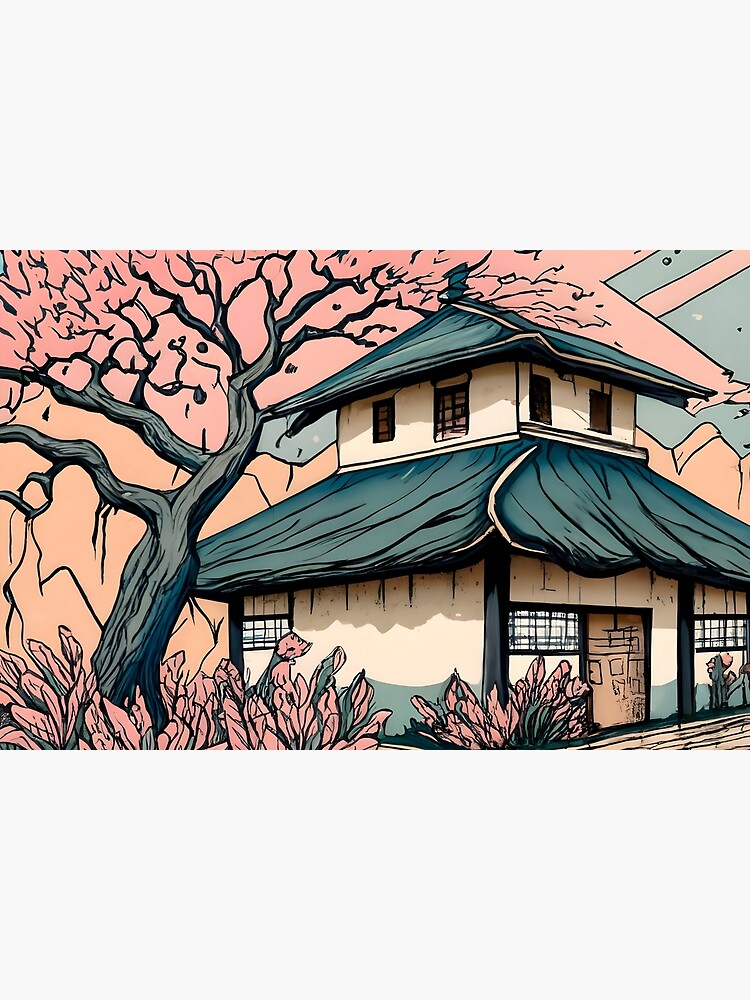 Thumbnail 6 of 6, Bath Mat, Old abandoned Traditional Japanese house Minka Drawing designed and sold by Patricks-Art.