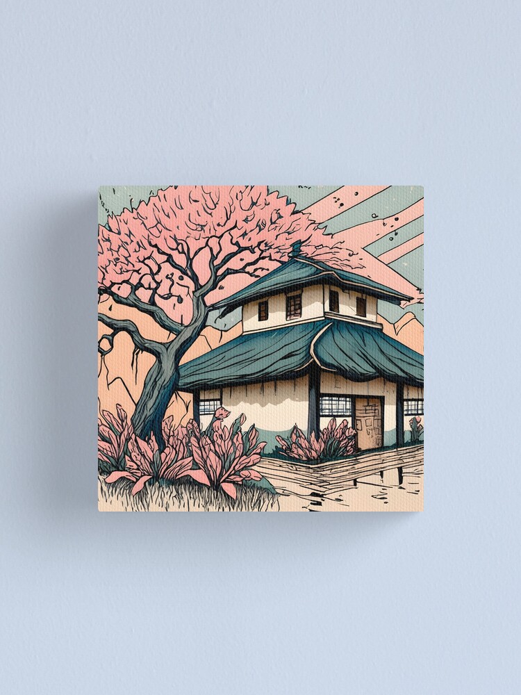 Thumbnail 1 of 3, Canvas Print, Old abandoned Traditional Japanese house Minka Drawing designed and sold by Patricks-Art.