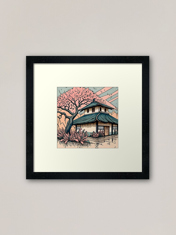 Thumbnail 1 of 7, Framed Art Print, Old abandoned Traditional Japanese house Minka Drawing designed and sold by Patricks-Art.