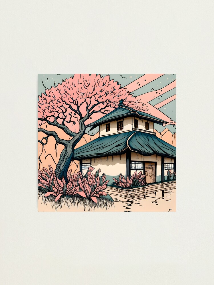 Thumbnail 1 of 3, Photographic Print, Old abandoned Traditional Japanese house Minka Drawing designed and sold by Patricks-Art.