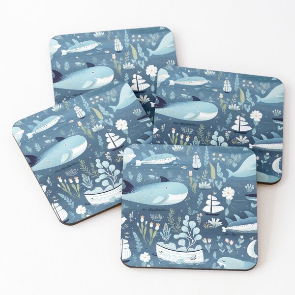 Item preview, Nautical Whales seamless patterns 1 designed and sold by Tem‑Tip of pen.