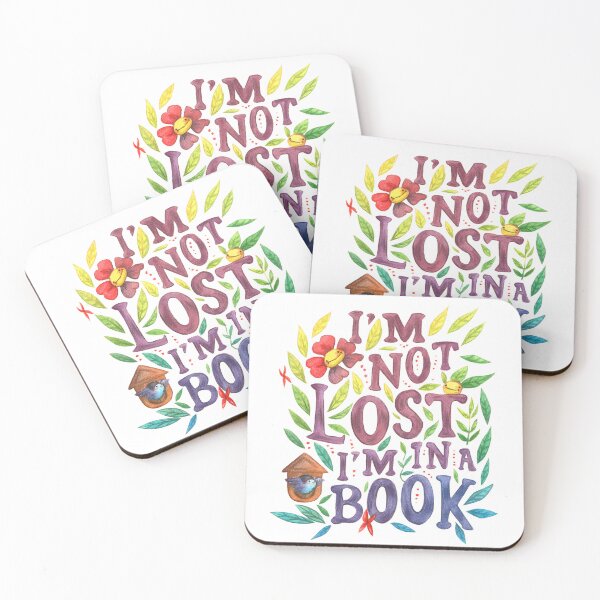 Item preview, Quote "I'm not lost I'm in a book" handmade booklover lettering watercolour painting T-Shirt designed and sold by carlottamascolo.
