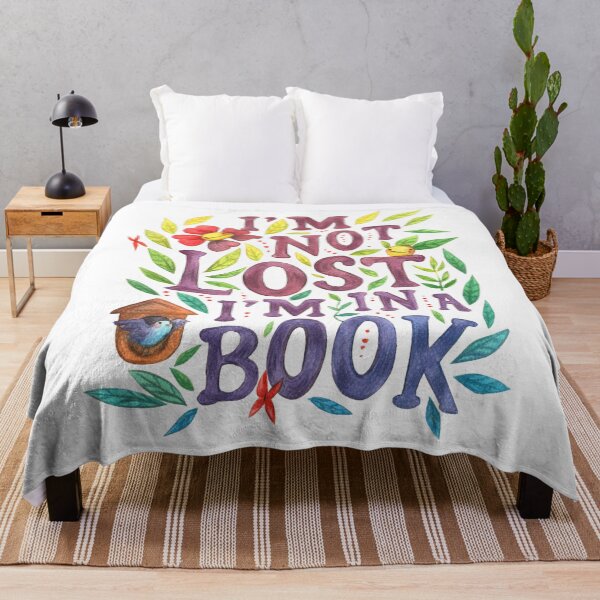 Item preview, Quote "I'm not lost I'm in a book" handmade booklover lettering watercolour painting T-Shirt designed and sold by carlottamascolo.