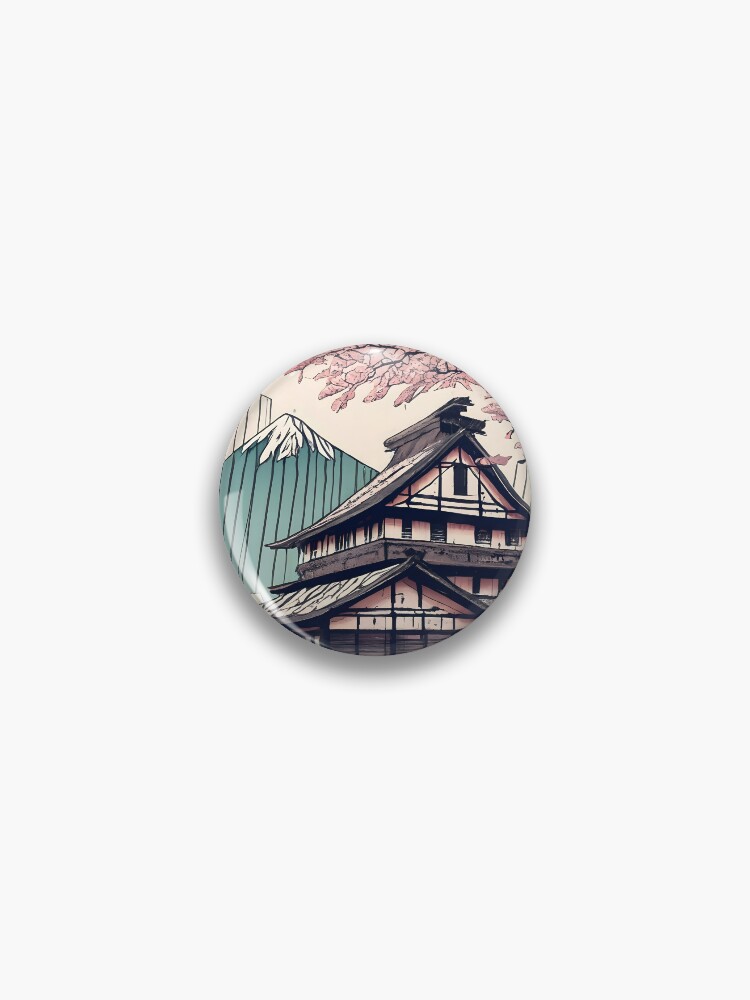 Thumbnail 1 of 3, Pin, Old abandoned Traditional Japanese house Minka Drawing designed and sold by Patricks-Art.