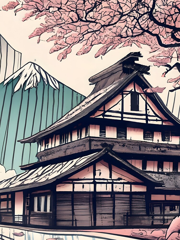 Thumbnail 4 of 4, iPhone Case, Old abandoned Traditional Japanese house Minka Drawing designed and sold by Patricks-Art.