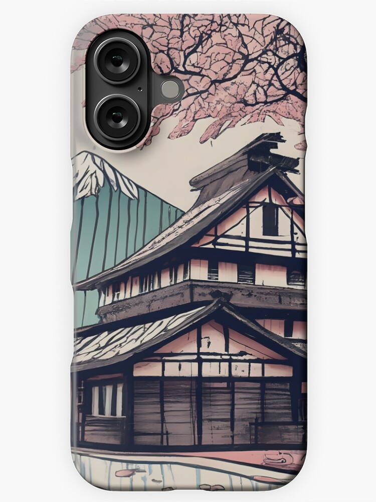 Thumbnail 1 of 4, iPhone Case, Old abandoned Traditional Japanese house Minka Drawing designed and sold by Patricks-Art.