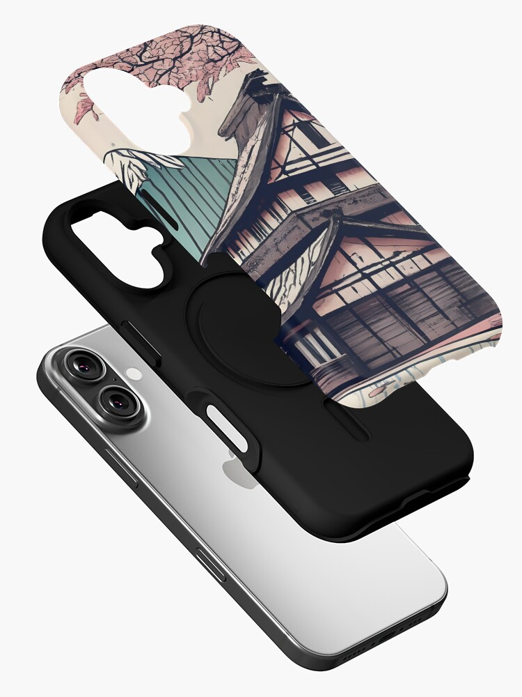 Thumbnail 2 of 4, iPhone Case, Old abandoned Traditional Japanese house Minka Drawing designed and sold by Patricks-Art.
