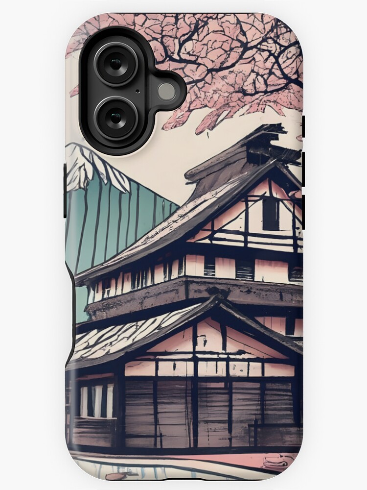 Thumbnail 1 of 4, iPhone Case, Old abandoned Traditional Japanese house Minka Drawing designed and sold by Patricks-Art.