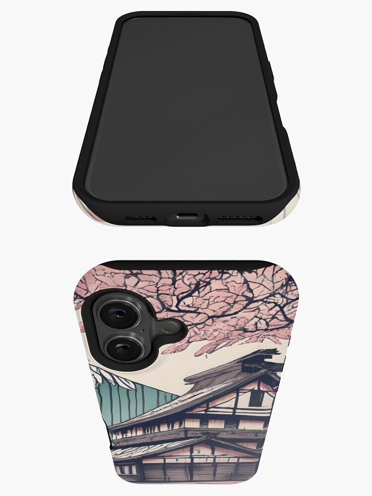 Thumbnail 3 of 4, iPhone Case, Old abandoned Traditional Japanese house Minka Drawing designed and sold by Patricks-Art.