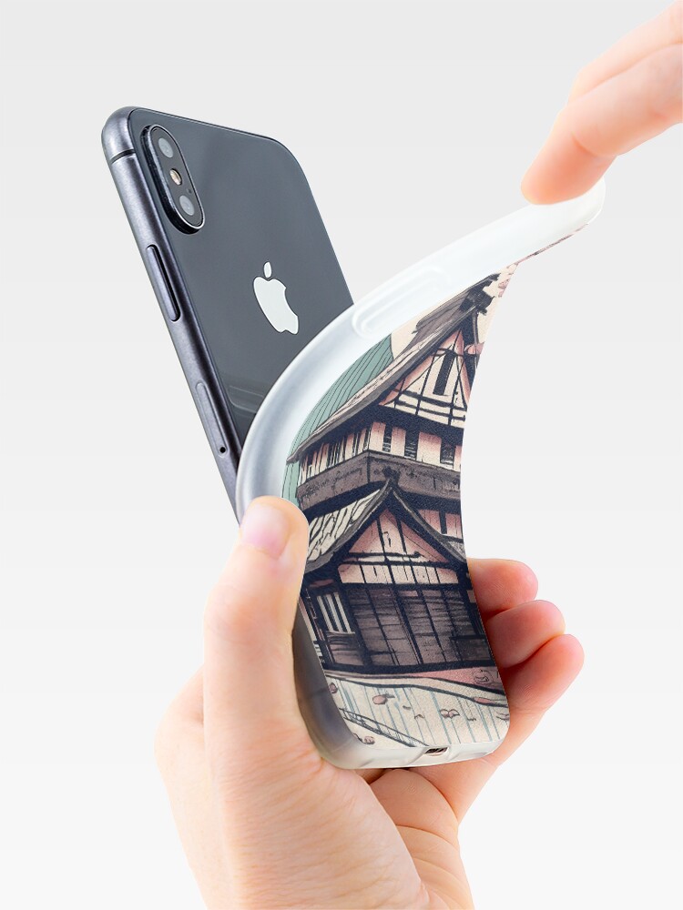 Thumbnail 4 of 5, iPhone Case, Old abandoned Traditional Japanese house Minka Drawing designed and sold by Patricks-Art.