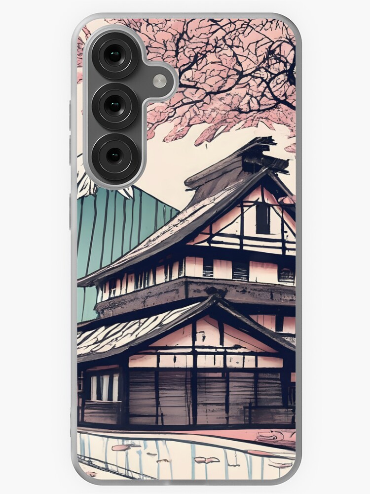 Thumbnail 1 of 4, Samsung Galaxy Phone Case, Old abandoned Traditional Japanese house Minka Drawing designed and sold by Patricks-Art.