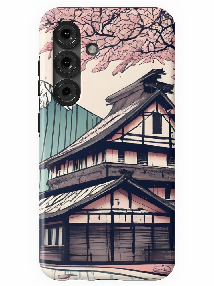 Thumbnail 1 of 4, Samsung Galaxy Phone Case, Old abandoned Traditional Japanese house Minka Drawing designed and sold by Patricks-Art.