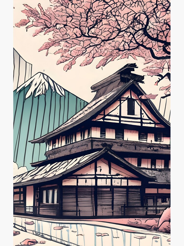 Thumbnail 4 of 4, Samsung Galaxy Phone Case, Old abandoned Traditional Japanese house Minka Drawing designed and sold by Patricks-Art.
