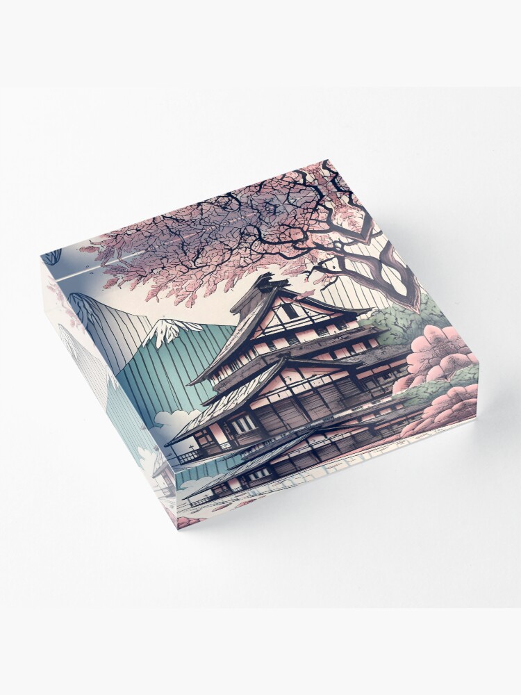 Thumbnail 3 of 5, Acrylic Block, Old abandoned Traditional Japanese house Minka Drawing designed and sold by Patricks-Art.
