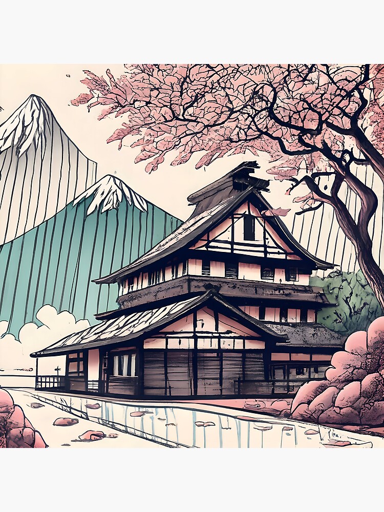 Thumbnail 5 of 5, Acrylic Block, Old abandoned Traditional Japanese house Minka Drawing designed and sold by Patricks-Art.