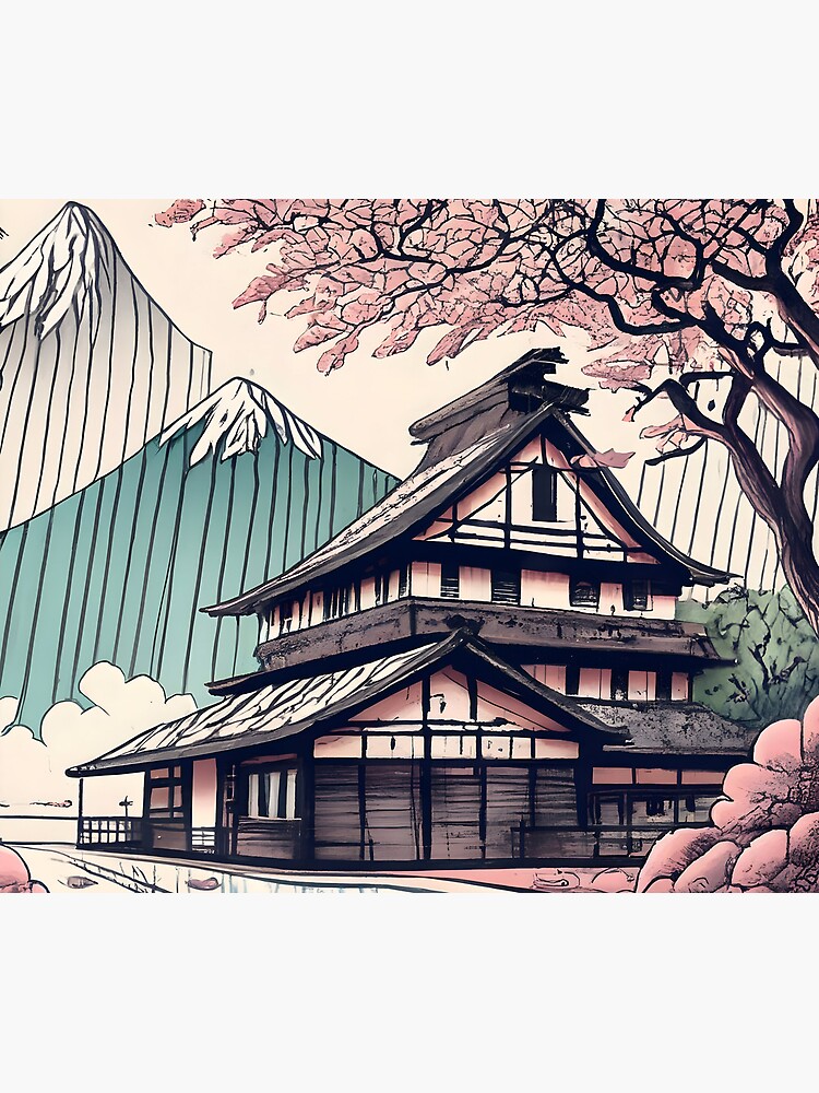 Thumbnail 5 of 5, Mouse Pad, Old abandoned Traditional Japanese house Minka Drawing designed and sold by Patricks-Art.