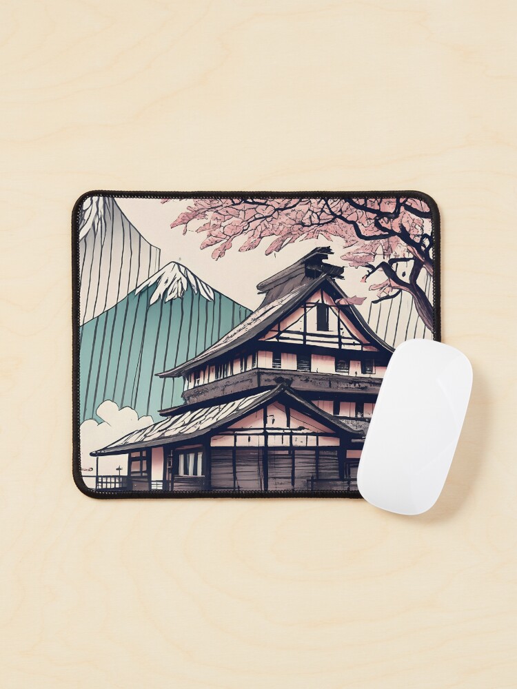 Thumbnail 1 of 5, Mouse Pad, Old abandoned Traditional Japanese house Minka Drawing designed and sold by Patricks-Art.