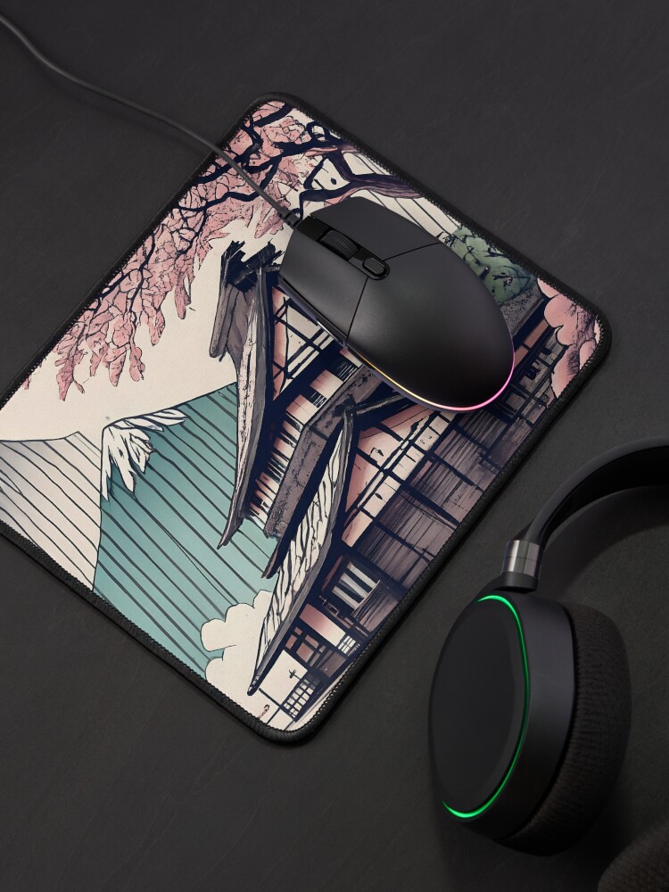 Thumbnail 4 of 5, Mouse Pad, Old abandoned Traditional Japanese house Minka Drawing designed and sold by Patricks-Art.