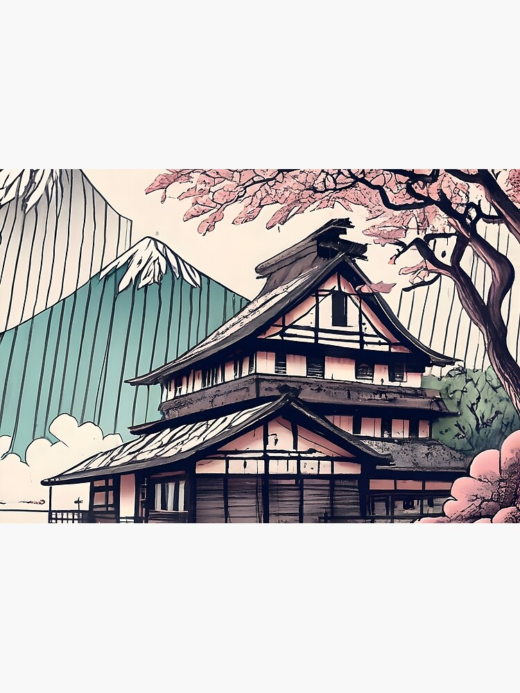 Thumbnail 3 of 3, Journal, Old abandoned Traditional Japanese house Minka Drawing designed and sold by Patricks-Art.