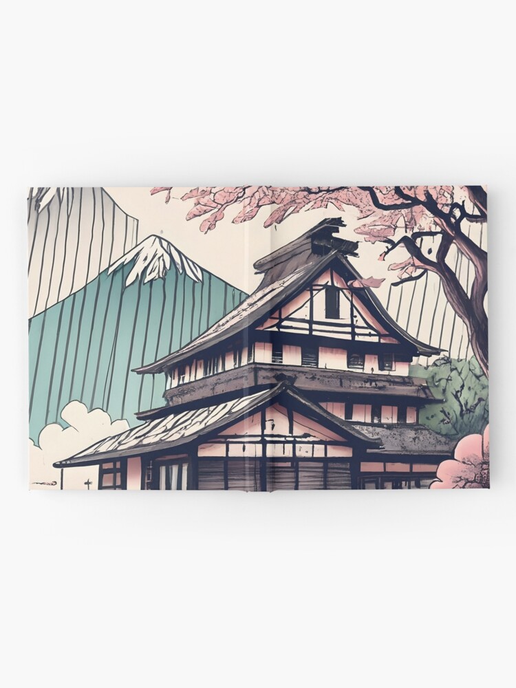 Thumbnail 2 of 3, Journal, Old abandoned Traditional Japanese house Minka Drawing designed and sold by Patricks-Art.