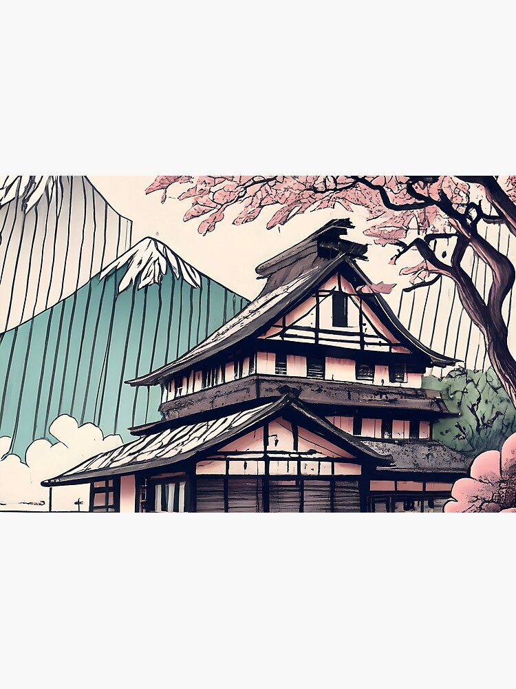 Thumbnail 2 of 2, Laptop Skin, Old abandoned Traditional Japanese house Minka Drawing designed and sold by Patricks-Art.