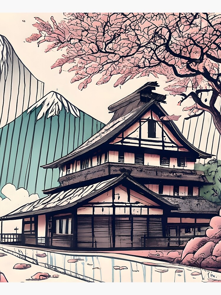 Thumbnail 6 of 6, Apron, Old abandoned Traditional Japanese house Minka Drawing designed and sold by Patricks-Art.