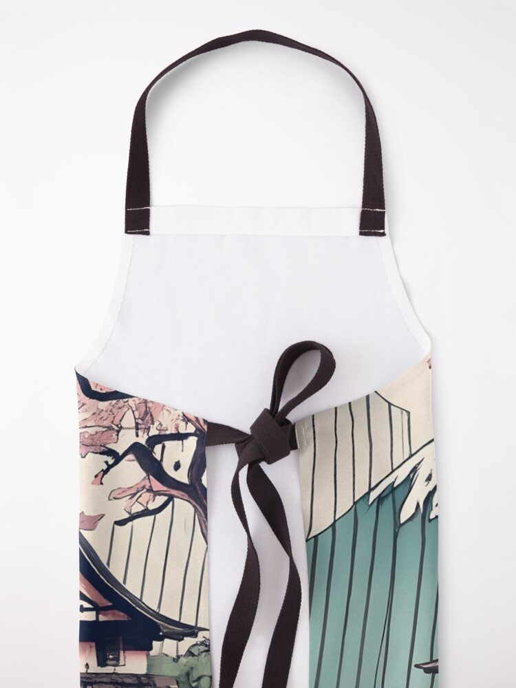 Thumbnail 5 of 6, Apron, Old abandoned Traditional Japanese house Minka Drawing designed and sold by Patricks-Art.