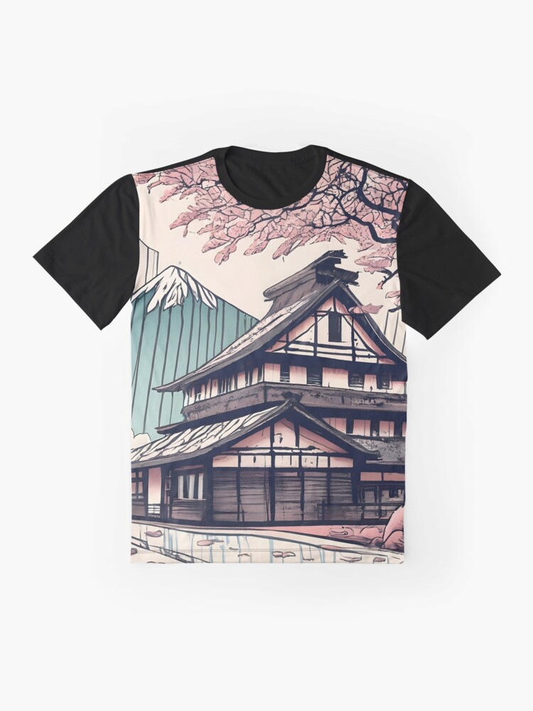 Thumbnail 4 of 5, Graphic T-Shirt, Old abandoned Traditional Japanese house Minka Drawing designed and sold by Patricks-Art.