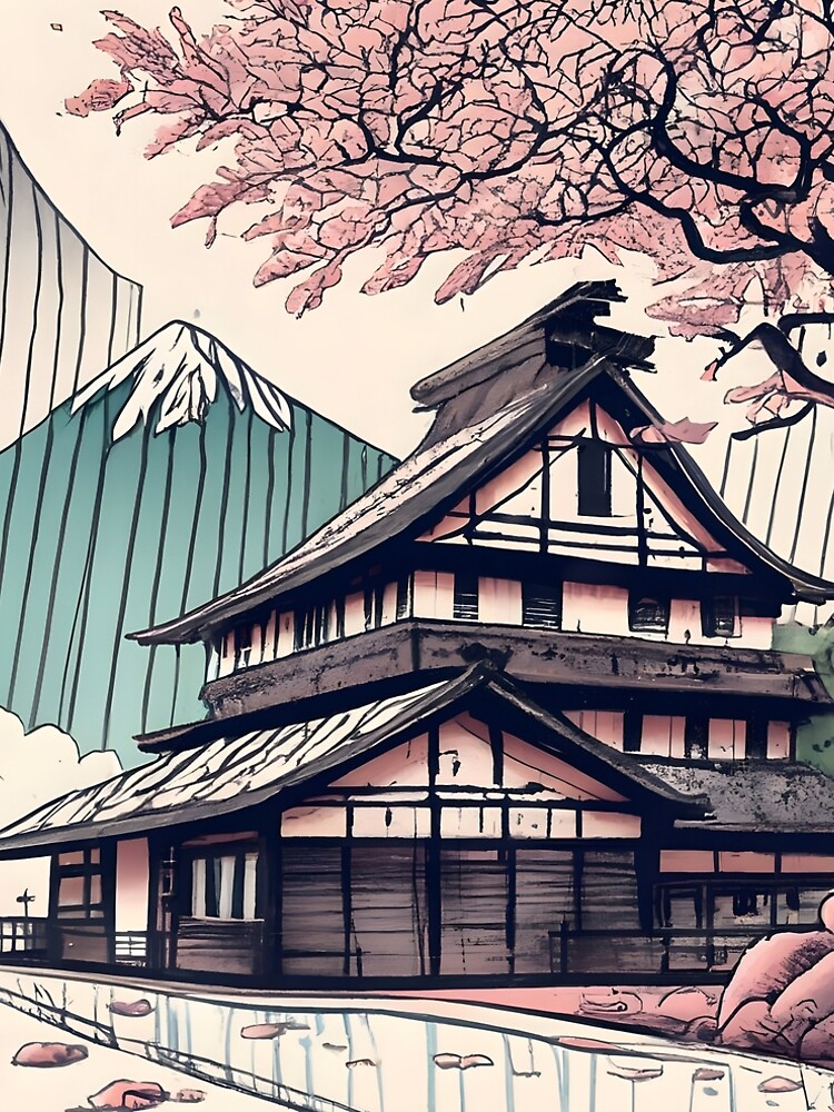 Thumbnail 4 of 4, A-Line Dress, Old abandoned Traditional Japanese house Minka Drawing designed and sold by Patricks-Art.