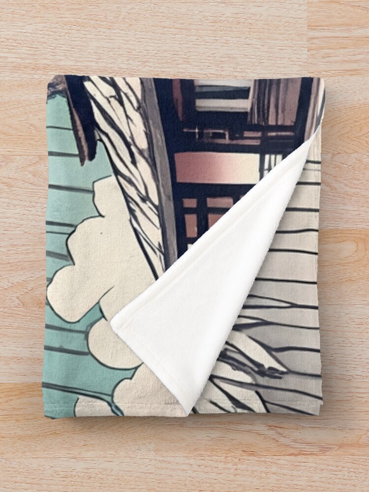 Thumbnail 3 of 6, Throw Blanket, Old abandoned Traditional Japanese house Minka Drawing designed and sold by Patricks-Art.