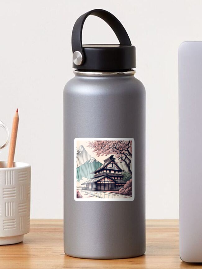 Thumbnail 1 of 3, Sticker, Old abandoned Traditional Japanese house Minka Drawing designed and sold by Patricks-Art.