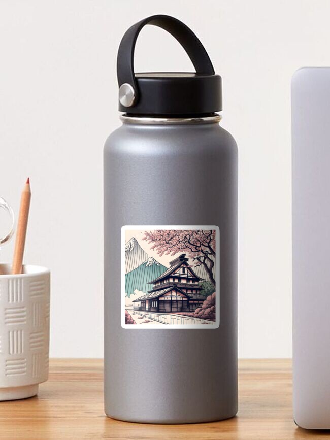 Thumbnail 1 of 3, Sticker, Old abandoned Traditional Japanese house Minka Drawing designed and sold by Patricks-Art.